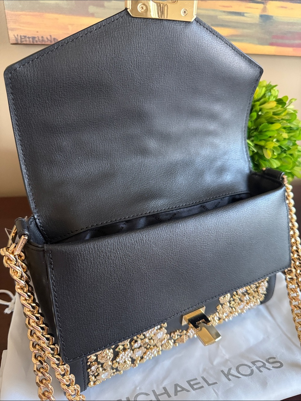 MICHAEL KORS KINSLEY ✨LIMITED EDITION ✨ MEDIUM SHOULDER FLAP BLACK BAG 🌟NWT🌟 - Picture 13 of 17